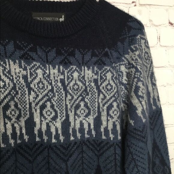 The Alpaca Connection Knit Sweater Pullover Navy Blue Made In Peru Size M - Picture 13 of 13